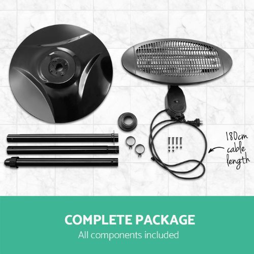 Devanti 2000W Electric Patio Strip Heater Portable Indoor Outdoor Heaters, Black