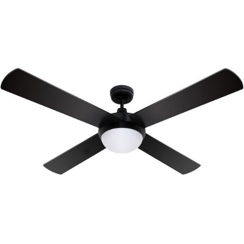 Devanti 52'' Ceiling Fan 4 Wooden Blades with LED Light & Remote Control - Black