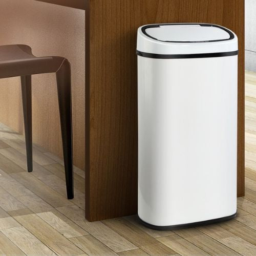 Devanti 58L Motion Sensor Rubbish Kitchen Bin Automatic Waste Trash Can - White