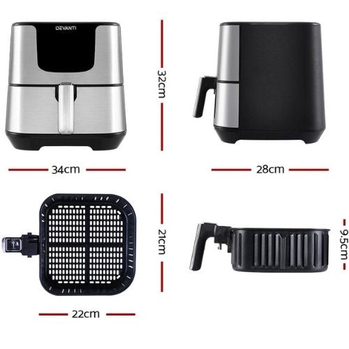 Devanti Air Fryer 7L LCD Display Fryers Oil Free Oven Airfryer Healthy Cooker
