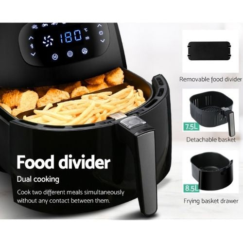 Devanti Air Fryer 8.5L Oil Free Deep Frying Cooker LCD Touch W/ Accessories Rack