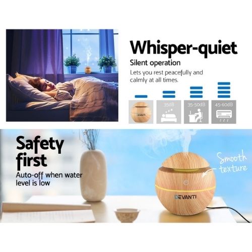 Devanti Aroma Diffuser Aromatherapy LED Light Humidifier Essential Oils 130ml