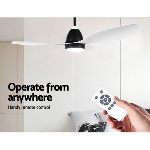 Devanti Ceiling Fan W/ LED Light & Remote Control 48'' 3 Blades, 5 Speeds, White