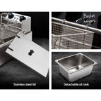 Devanti Commercial Electric Single Deep Fryer Frying Basket Chip Cooker - Silver