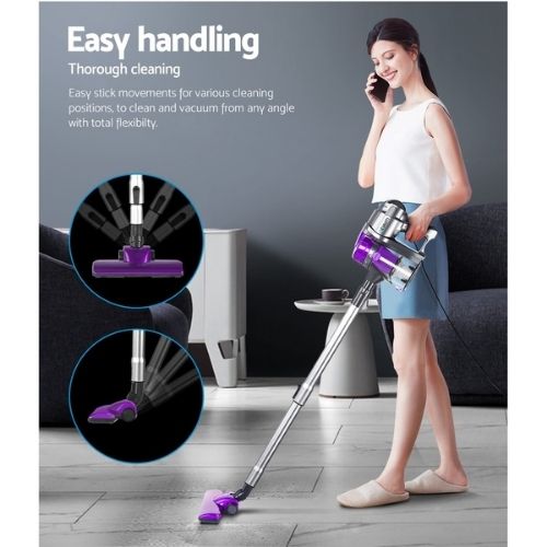 Devanti Handheld Vacuum Cleaner Corded Stick Vac Bagless 450W, Purple & Silver