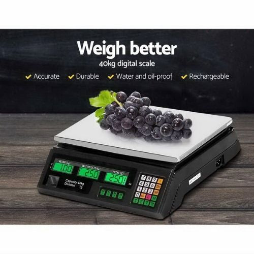 Digital Kitchen Scale 40KG Food Electronic Scales Shop Market Commercial - Black