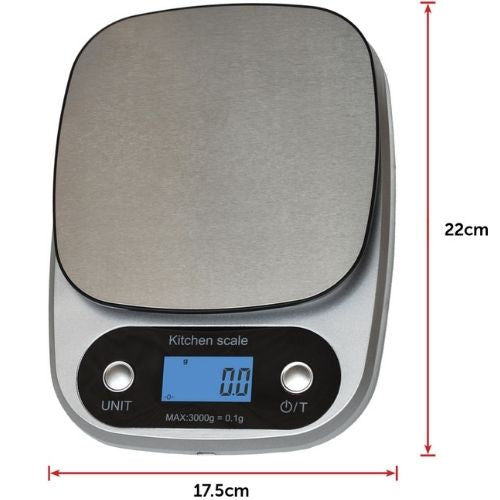 Digital Kitchen Scales 3kg/0.1g Rechargeable High Precision Food Weighing Scale