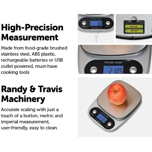 Digital Kitchen Scales 3kg/0.1g Rechargeable High Precision Food Weighing Scale