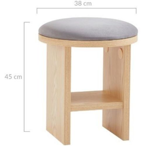 Dining Chair Padded Comfortable Seat Dressing Room Wooden Stool - Oak