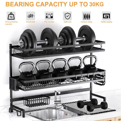 Dish Drying Rack Over Sink 3-Tier Kitchen Supplies Storage Shelf Countertop