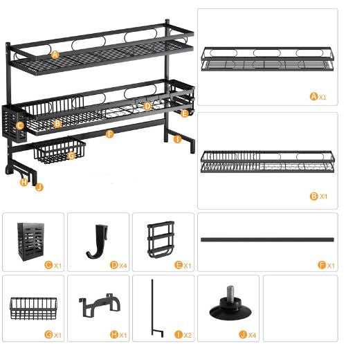 Dish Drying Rack Over Sink 3-Tier Kitchen Supplies Storage Shelf Countertop