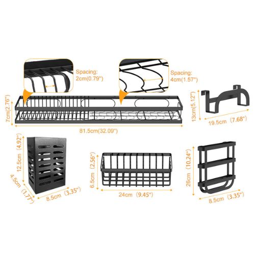 Dish Drying Rack Over Sink 3-Tier Kitchen Supplies Storage Shelf Countertop