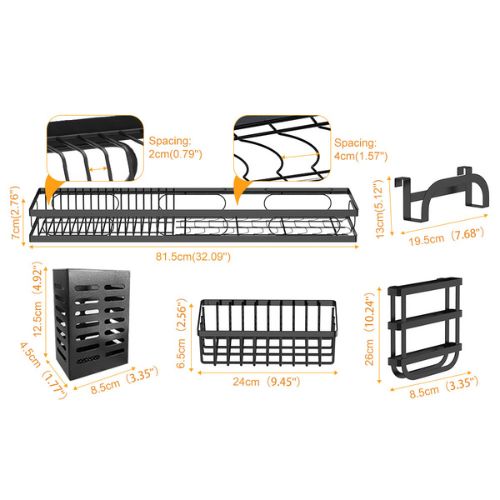 Dish Drying Rack Over Sink 3-Tier Kitchen Supplies Storage Shelf Countertop