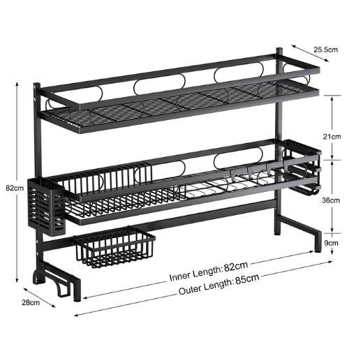 Dish Drying Rack Over Sink 3-Tier Kitchen Supplies Storage Shelf Countertop