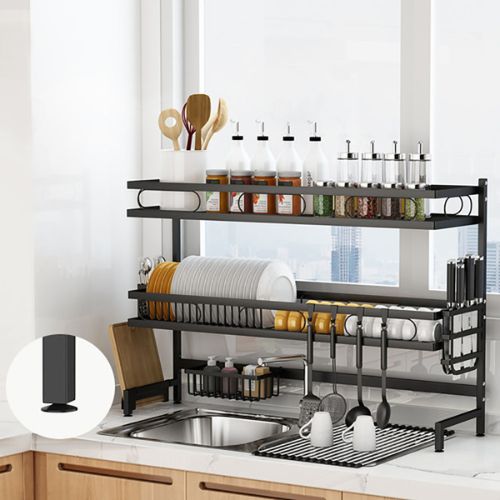 Dish Drying Rack Over Sink 3-Tier Kitchen Supplies Storage Shelf Countertop