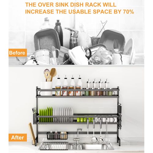 Dish Drying Rack Over Sink 3-Tier Kitchen Supplies Storage Shelf Countertop