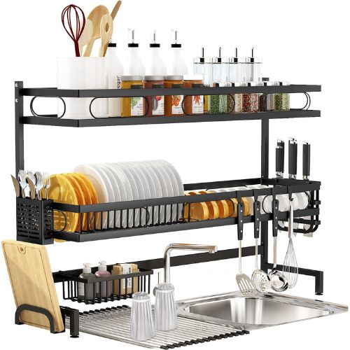 Dish Drying Rack Over Sink 3-Tier Kitchen Supplies Storage Shelf Countertop