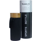 Kuvings Double Wall Glass Bottle 320ml with Stainless Steel tea Infuser & Bamboo Lid