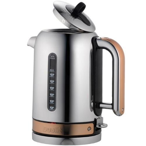 Dualit Classic Kettle 1.7L, Non-drip Spout, Quiet Boil Function - Copper