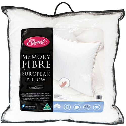 Easyrest Memory Fibre European Pillow 65x65cm Hypoallergenic Cotton Sateen Cover