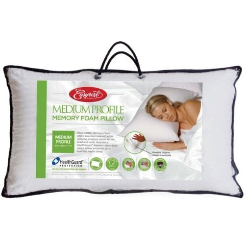 Easyrest Memory Foam Pillow Medium Profile, Bonus Removable Velour Protector
