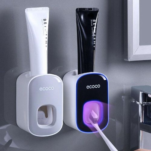 Ecoco Automatic Toothpaste Dispenser Squeezer Wall Mount Toothpaste Holder Black