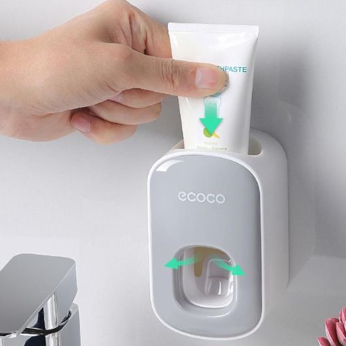 Ecoco Automatic Toothpaste Dispenser Squeezer Wall Mount Toothpaste Holder, Grey