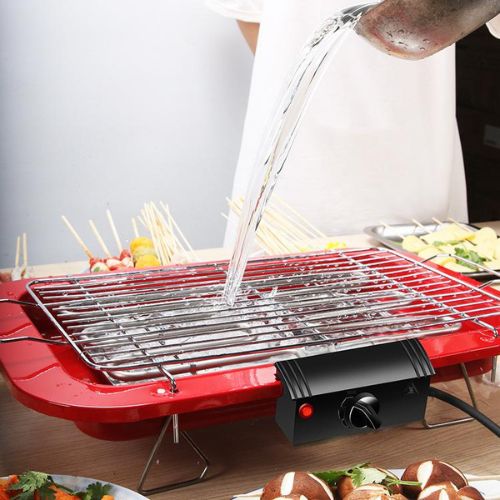 Electric BBQ Grill Temperature Control Teppanyaki Barbeque Pan Hot Plate - Red