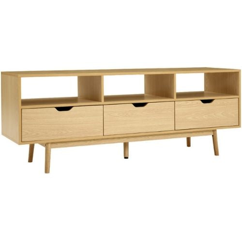 Entertainment Unit TV Cabinet Stand Storage Drawers Wooden Scandinavian, Natural