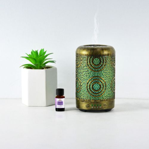 Essential Oil Aroma Diffuser with 7 Colours Changing LED Lights - Vintage Gold