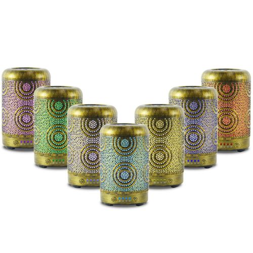 Essential Oil Aroma Diffuser with 7 Colours Changing LED Lights - Vintage Gold