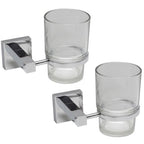 Estilo 2Pcs Bathroom Toothbrush Tumbler Holder Bath Accessories Organiser Chrome