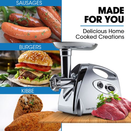 EuroChef Electric Meat Grinder Mincer Sausage Filler Kibbe Maker Machine, Silver
