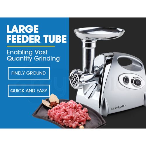 EuroChef Electric Meat Grinder Mincer Sausage Filler Kibbe Maker Machine, Silver