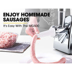 EuroChef Electric Meat Grinder Mincer Sausage Filler Kibbe Maker Machine, Silver
