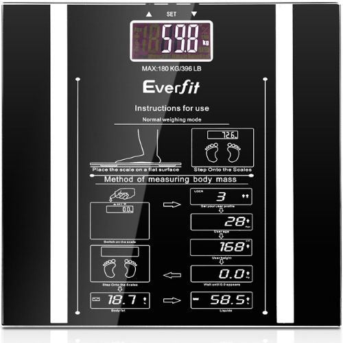 Everfit Bathroom Scales Digital Body Fat Scale 180KG Electronic Monitor Tracker