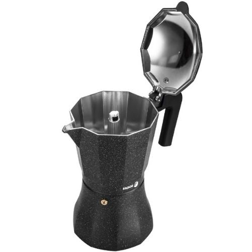 Fagor 12 Cup Espresso Coffee Maker Stove Top Percolator Aluminium Pot - Charcoal