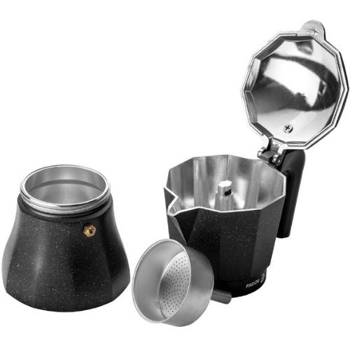 Fagor 12 Cup Espresso Coffee Maker Stove Top Percolator Aluminium Pot - Charcoal