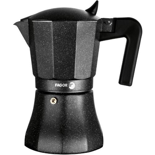 Fagor 12 Cup Espresso Coffee Maker Stove Top Percolator Aluminium Pot - Charcoal