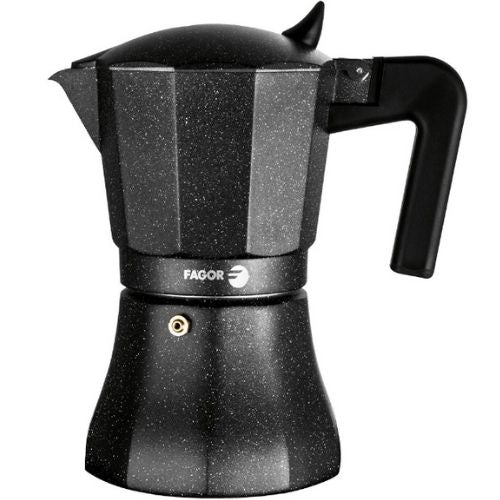 Fagor 3 Cups Espresso Coffee Maker Stove Top Percolator Aluminium Pot - Charcoal
