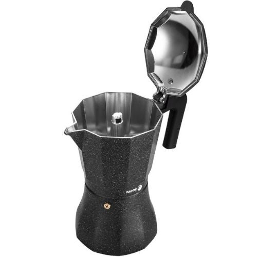 Fagor 9 Cups Espresso Coffee Maker Stove Top Percolator Aluminium Pot - Charcoal