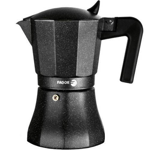 Fagor 9 Cups Espresso Coffee Maker Stove Top Percolator Aluminium Pot - Charcoal