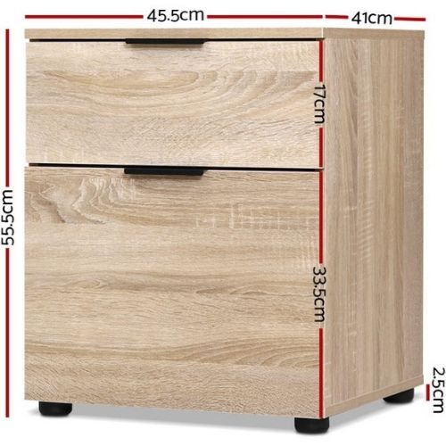 Filing Cabinet Storage 2 Drawers Home Office File Shelves Drawer Cupboard Wood