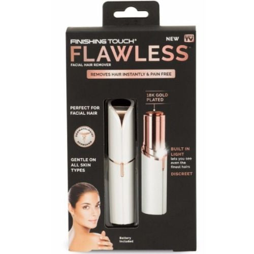 Finishing Touch Flawless Painless Face Facial Hair Remover With Battery - White