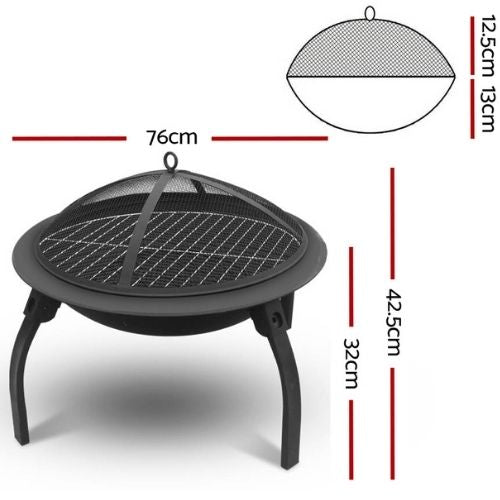Fire Pit BBQ Charcoal Grill Smoker Portable Outdoor Camping Garden Pits 30"