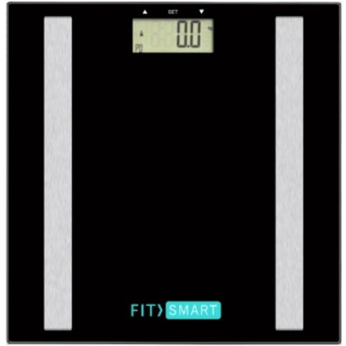 Fit Smart Electronic Body Fat Scale 7 in 1 Analyser LCD Glass Tracker - Black