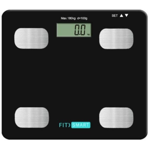 Fit Smart Electronic Body Scale Digital LCD Glass Tracker Bathroom Scales, Black