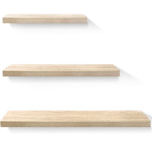 Floating Shelves Wall Shelf Mounted 3 Pieces Storage Book DIY Display Rack - Oak