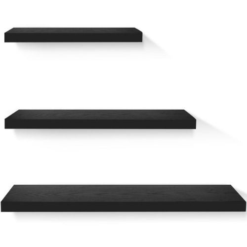 Floating Shelves Wall Shelf Mounted 3 Pieces Storage Book Display Rack - Black