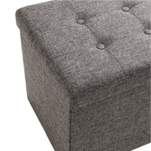 Foldable Fabric Storage Bench Footrest Chest Coffee Table Ottoman Single Grey